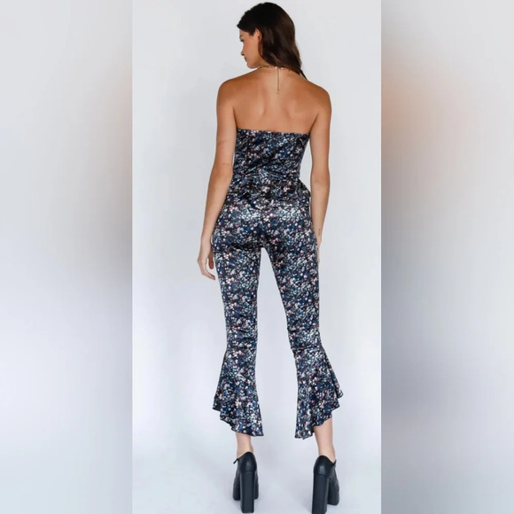 Multi Color Floral Print Velvet Top & Flare Pants Set #437, 438 - Picture 2 of 8